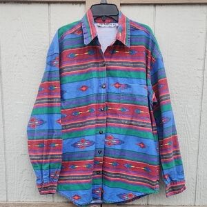 Vintage 90s Retro Red Rover Southwestern Country Bold Dopamine Cotton Large